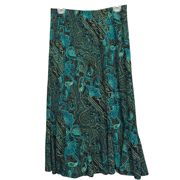 TanJay Dresses & Skirts - TanJay Teal Black Gold Paisley Textured Skirt MP